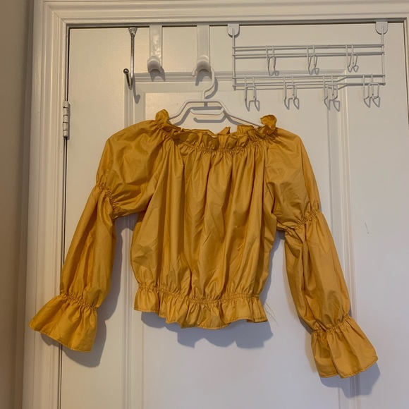 Yellow Volume Sleeve Off-Shoulder Top - Picture 4 of 6